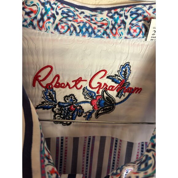 Robert Graham Men's Size 2XL Blue Stripe Flip Collar & Cuff Button Shirt XXL - Picture 7 of 10